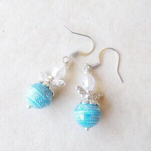 For Adults or Kids! Guardian Angel Earrings! Blue Angels Wings! Blessings!